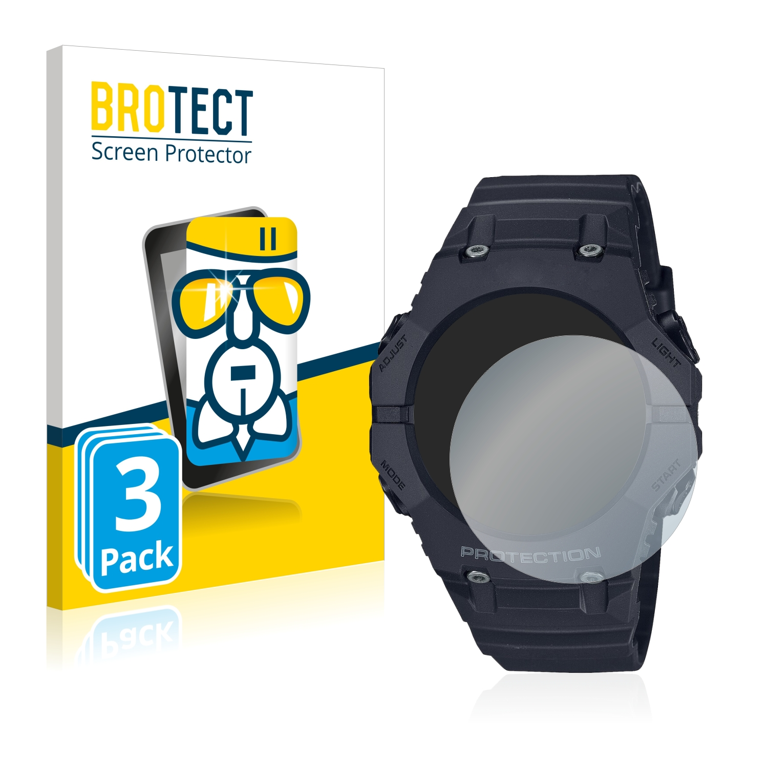 BROTECT 3x Airglass Schutzfolie(für Casio G-Shock GA-B001) klare