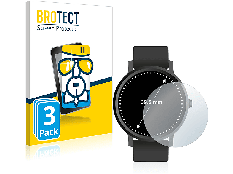 BROTECT 3x Airglass klare Schutzfolie(für Universal Kreisrunde Displays (ø: 39.5 mm))