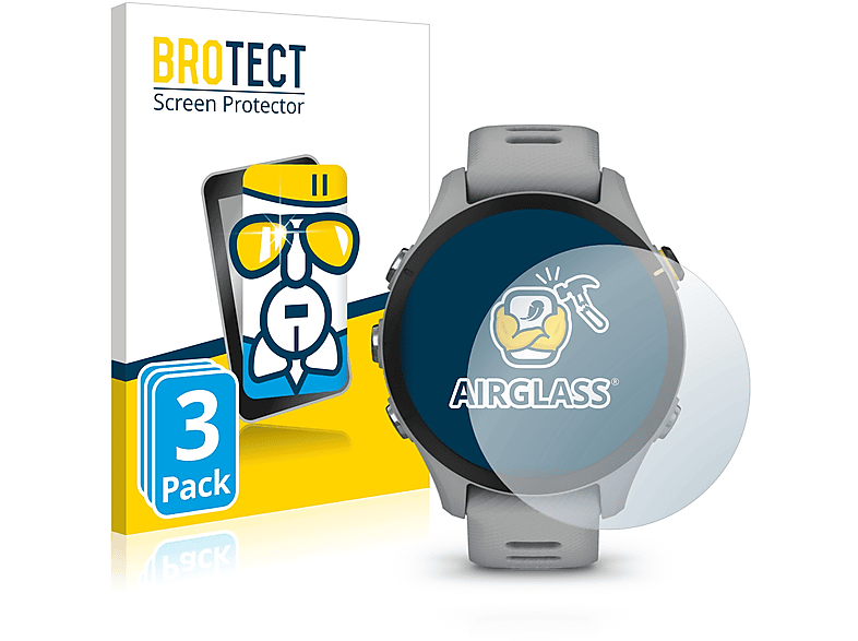 BROTECT 3x Airglass klare Schutzfolie(für 255S Forerunner Garmin Music)