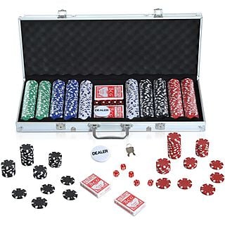 Juego de mesa  - Maletín de Poker, 55.5x22x6.5 cm, color Multicolor, A70-014 HOMCOM, 16, Plata