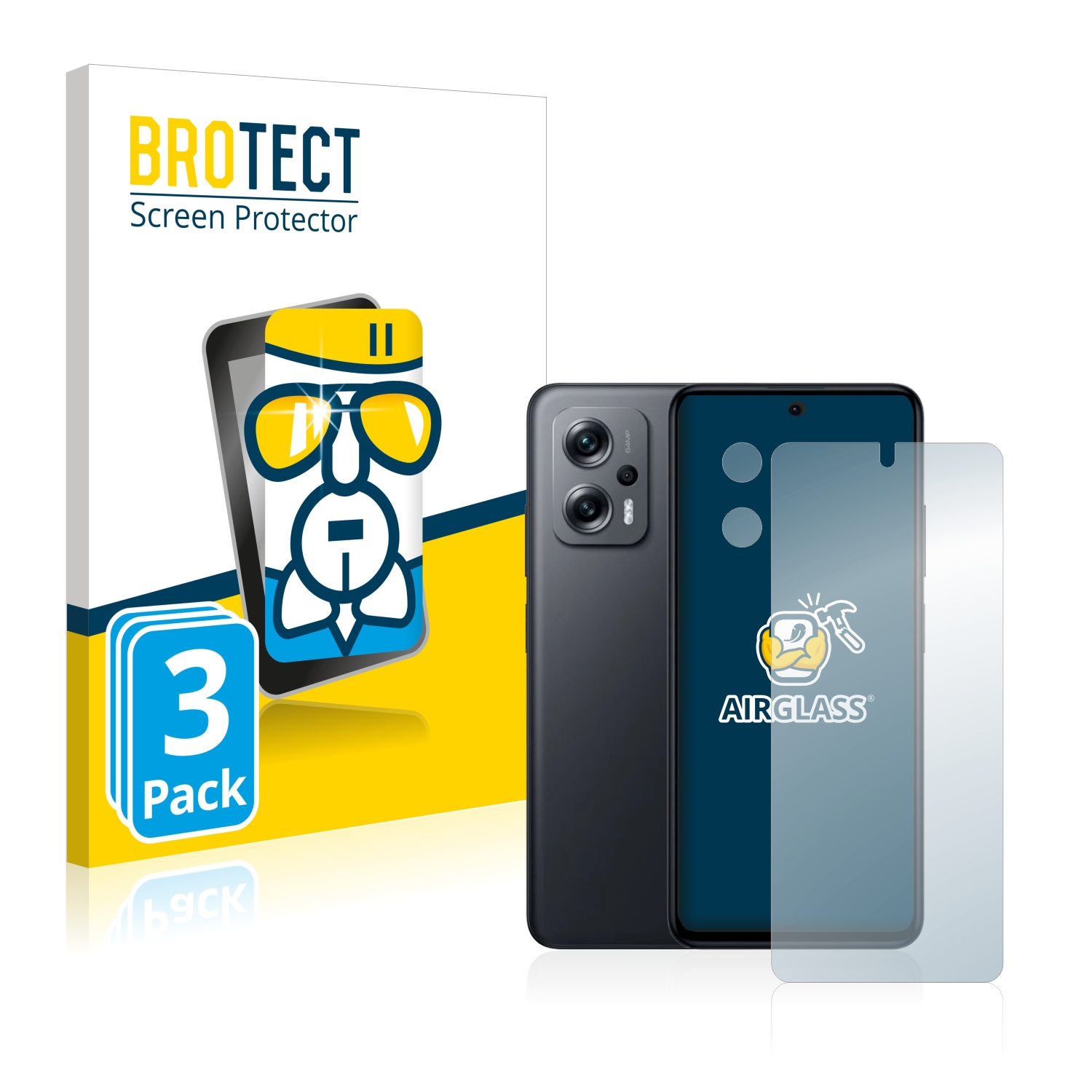 GT) 3x Schutzfolie(für Airglass Xiaomi Poco klare BROTECT X4