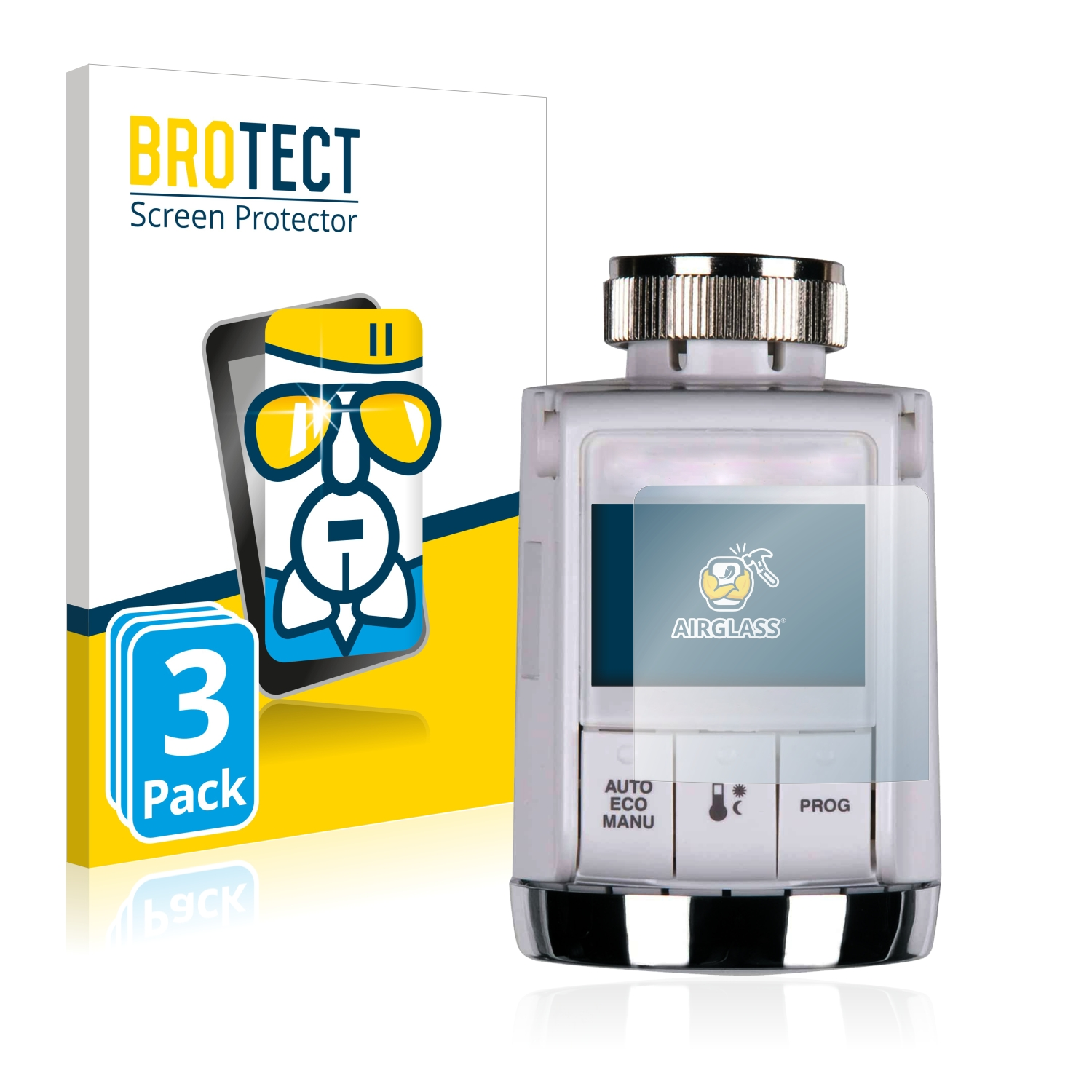 BROTECT 3x Airglass klare Schutzfolie(für HR25 Rondostat Honeywell Energy)