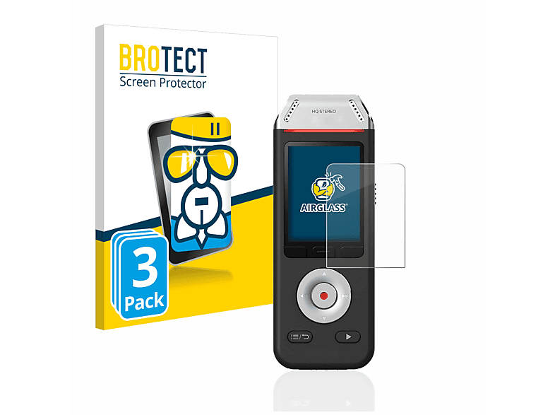 BROTECT 3x Airglass klare Schutzfolie(für Philips VoiceTracer DVT2810)