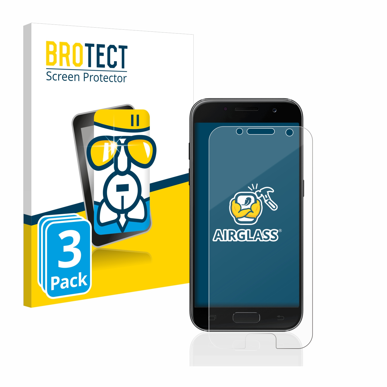 BROTECT 3x Airglass Galaxy 2017) Samsung A3 klare Schutzfolie(für