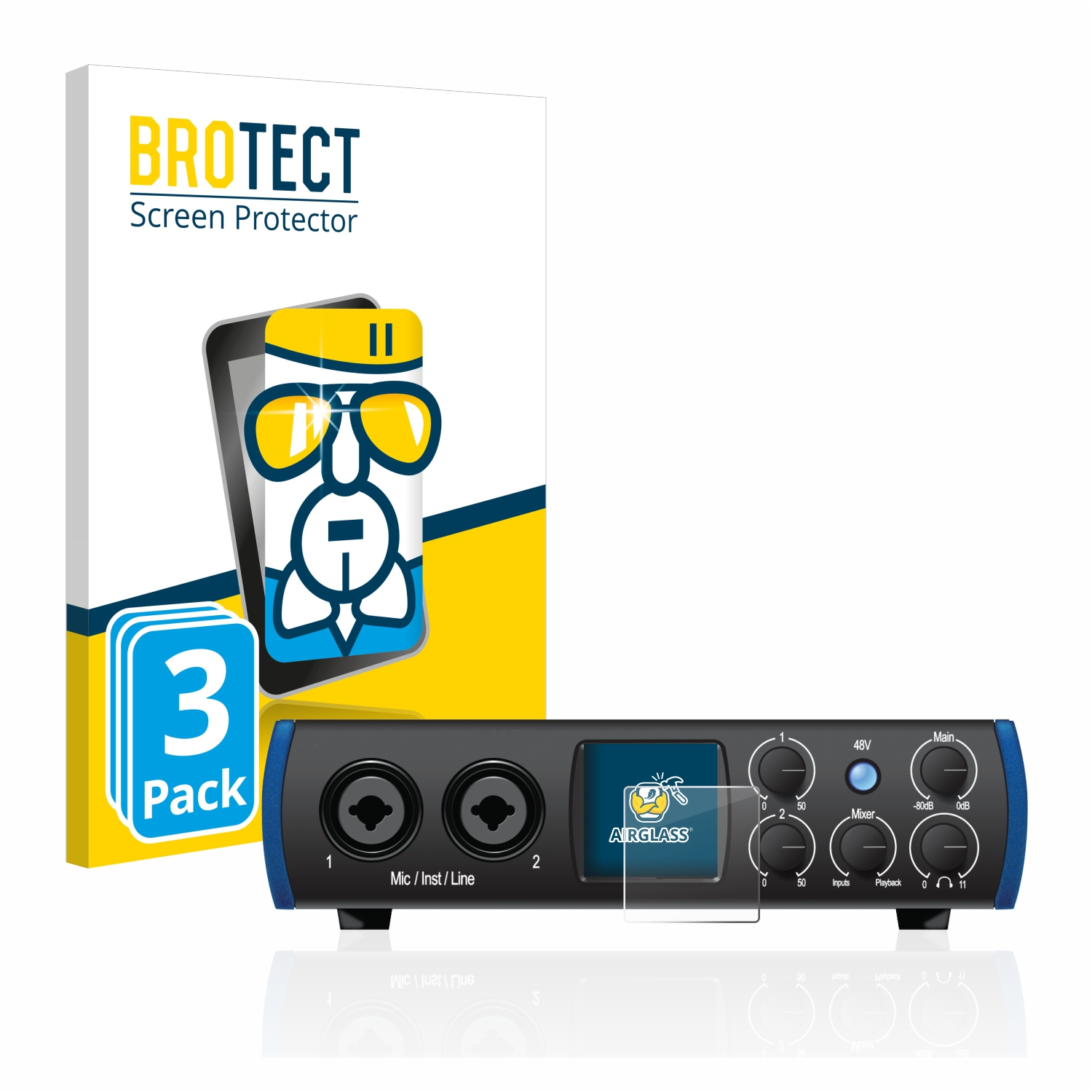 BROTECT 3x Schutzfolie(für Airglass PreSonus Studio klare 24c)