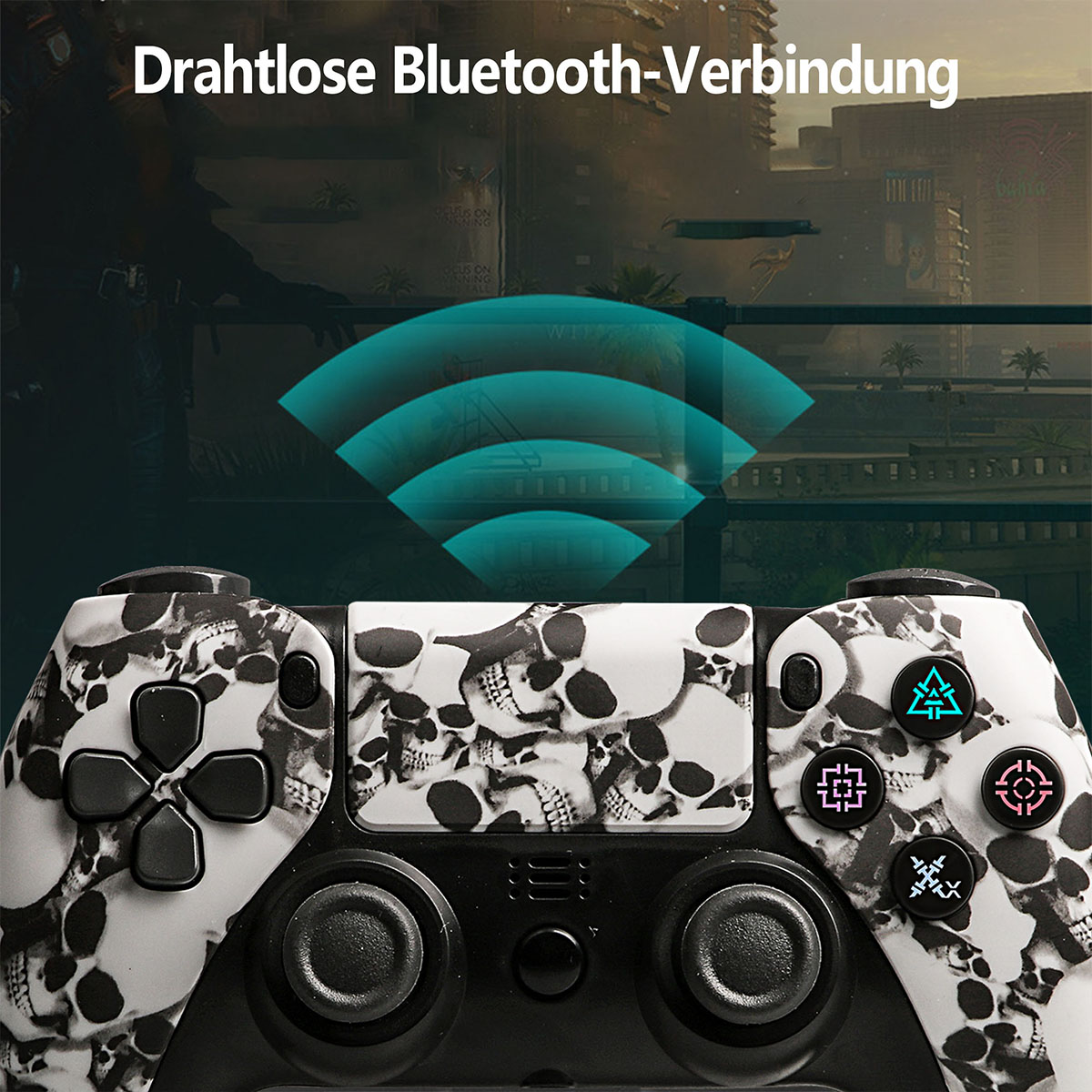 RESPIEL Controller, Gamepad Schädel, Wireless Gamepad, PS4 Controller Schädel Bluetooth für und PC