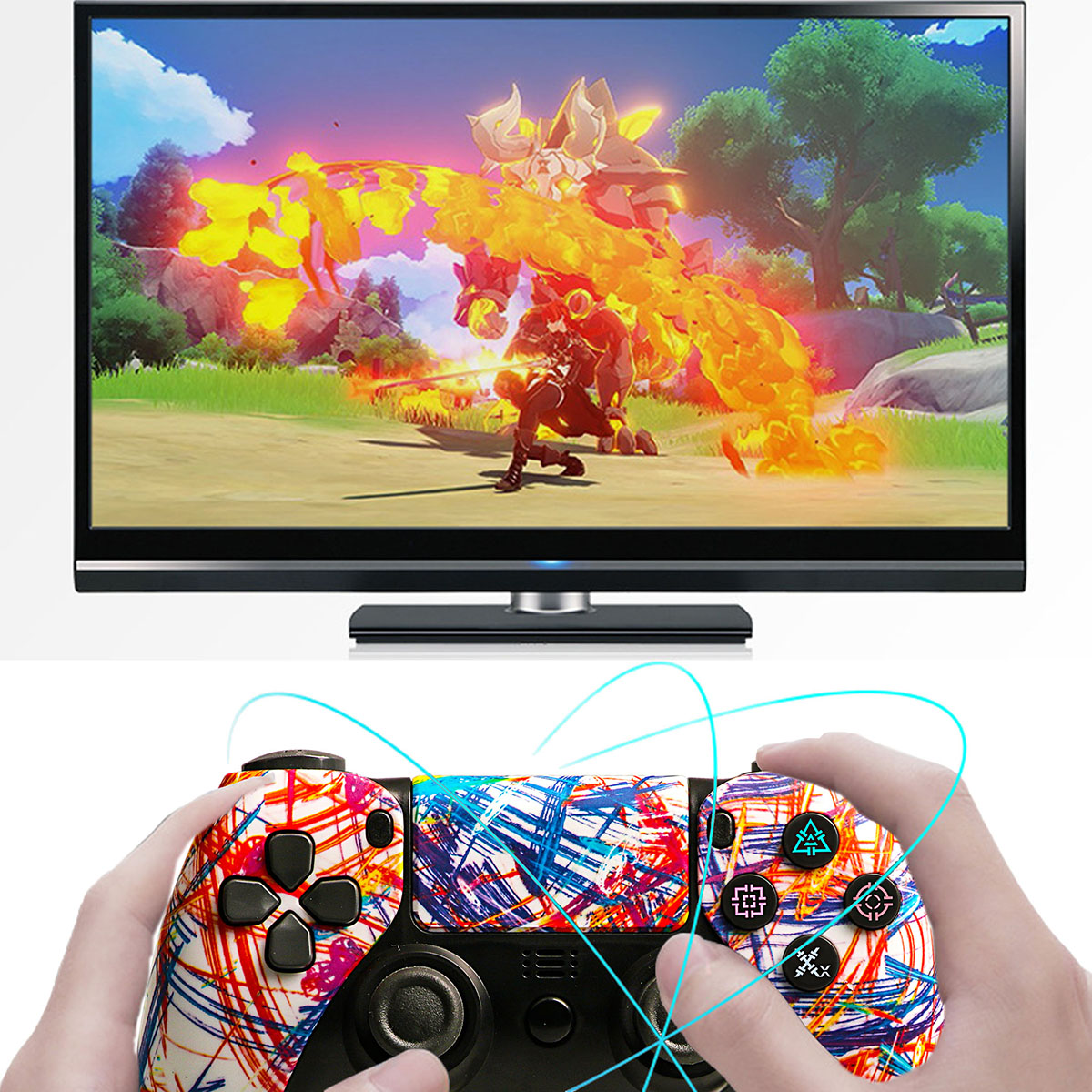 Bluetooth RESPIEL Linien Lines Wireless und für Gamepad, Controller Controller, PC, Gamepad, PS4