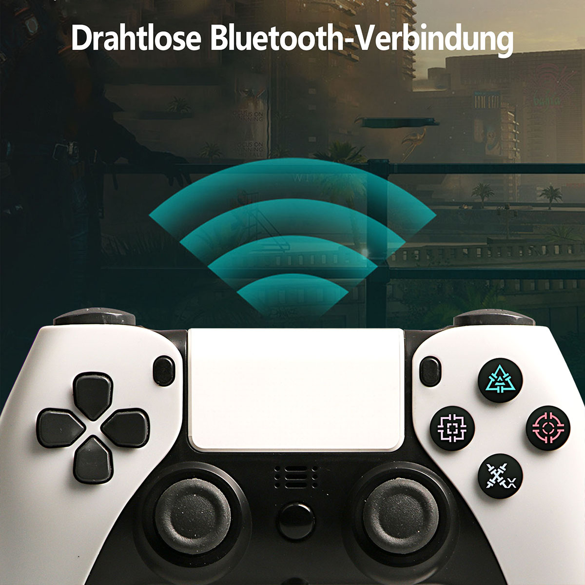 RESPIEL Gamepad, Wireless Bluetooth und für Weiß PS4 Controller, Gamepad, Controller Weiß PC
