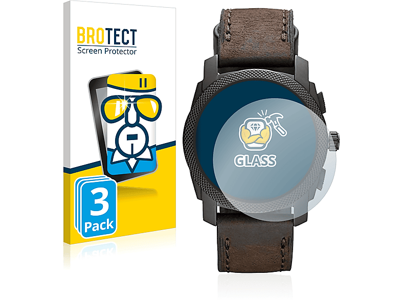 BROTECT 3x 9H klares Schutzglas(für Fossil Chronograph) | Smartwatch Schutzfolien & Gläser