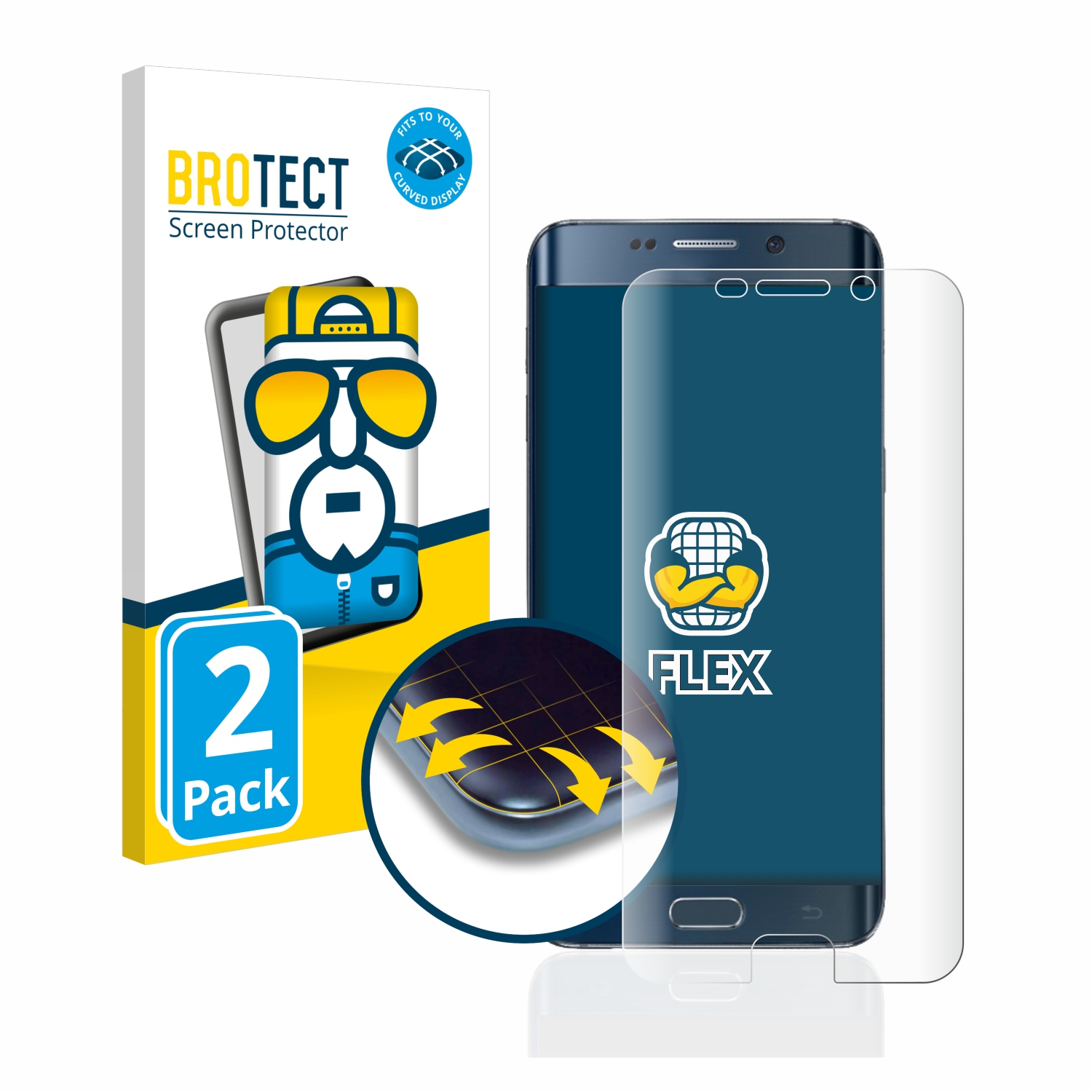 BROTECT 2x Flex Full-Cover Galaxy Samsung Curved Plus) Schutzfolie(für 3D Edge S6