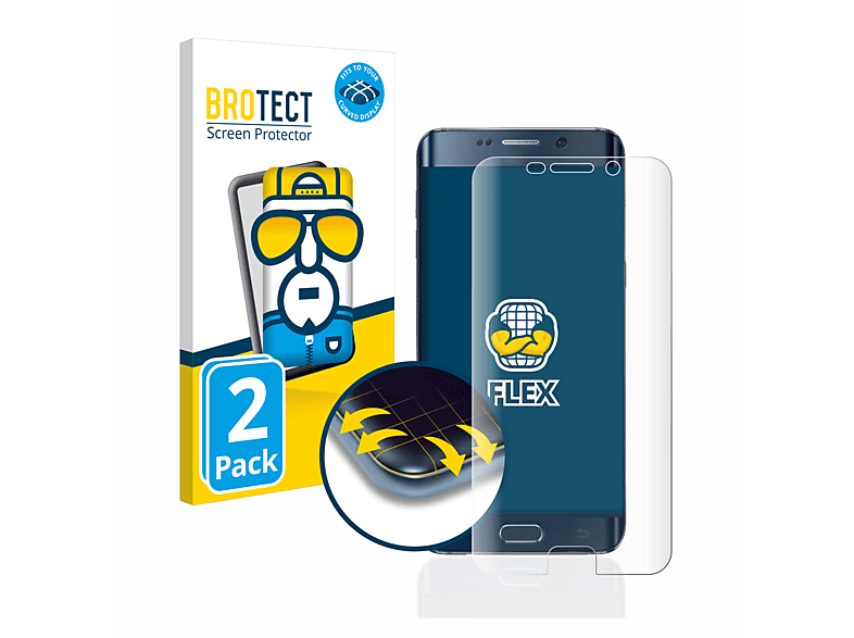 BROTECT 2x Full-Cover Flex Samsung Plus) Schutzfolie(für Edge S6 Galaxy 3D Curved