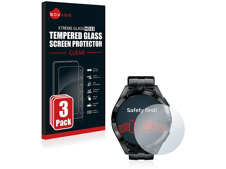SAVVIES 3x 9H klares Schutzglas(für Lokmat Appllp 2 Pro)