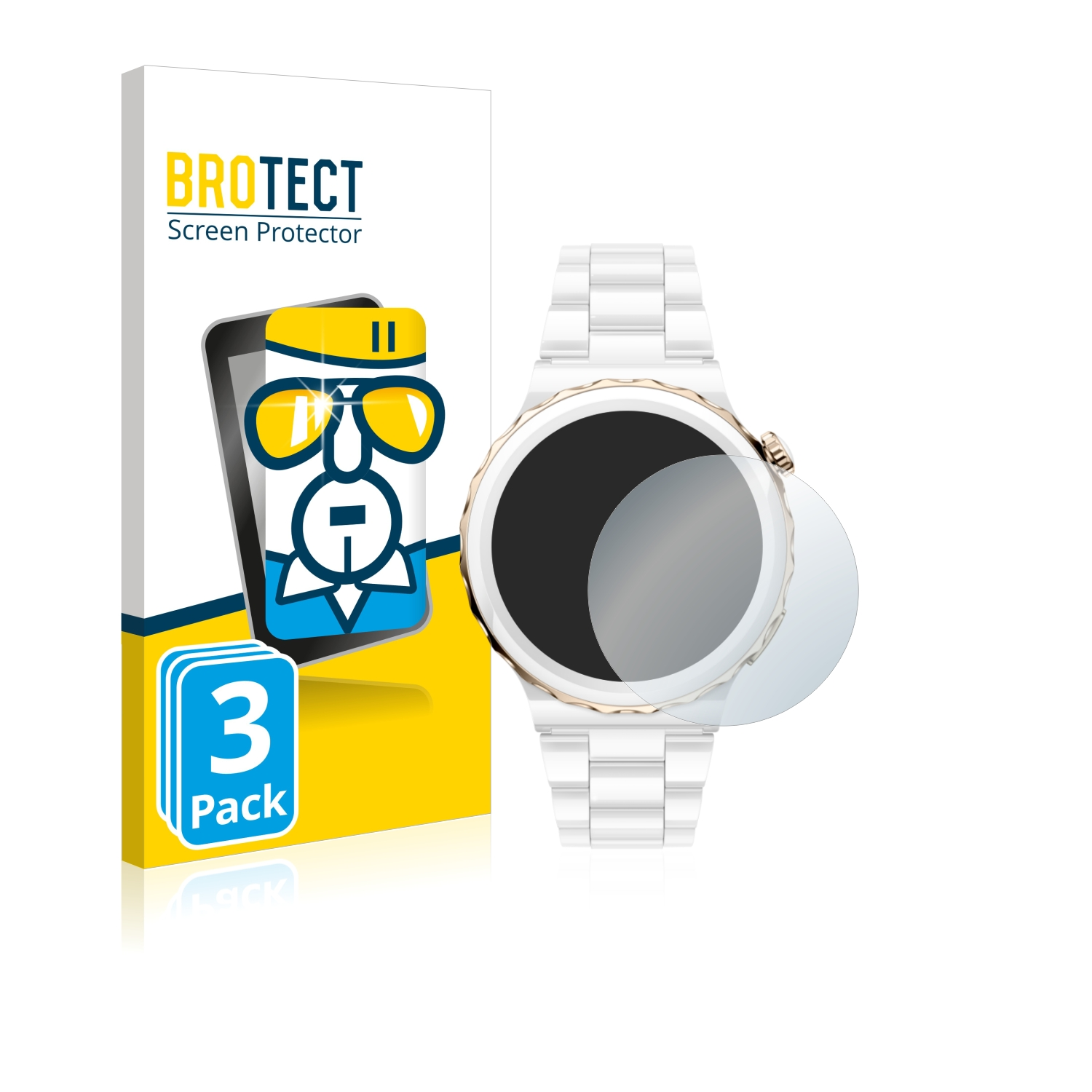 BROTECT 3x 9H klares Huawei Watch Schutzglas(für (43mm)) 3 GT Pro Ceramic
