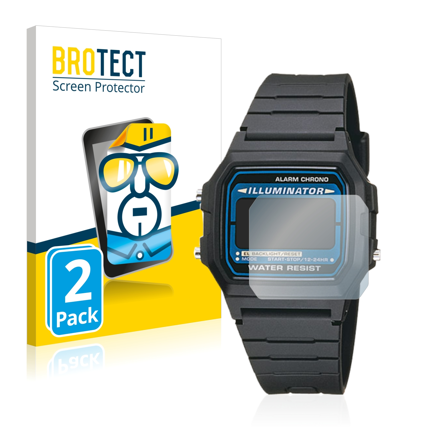 BROTECT 2x Schutzfolie(für Casio F-105W-1AWYEF) klare