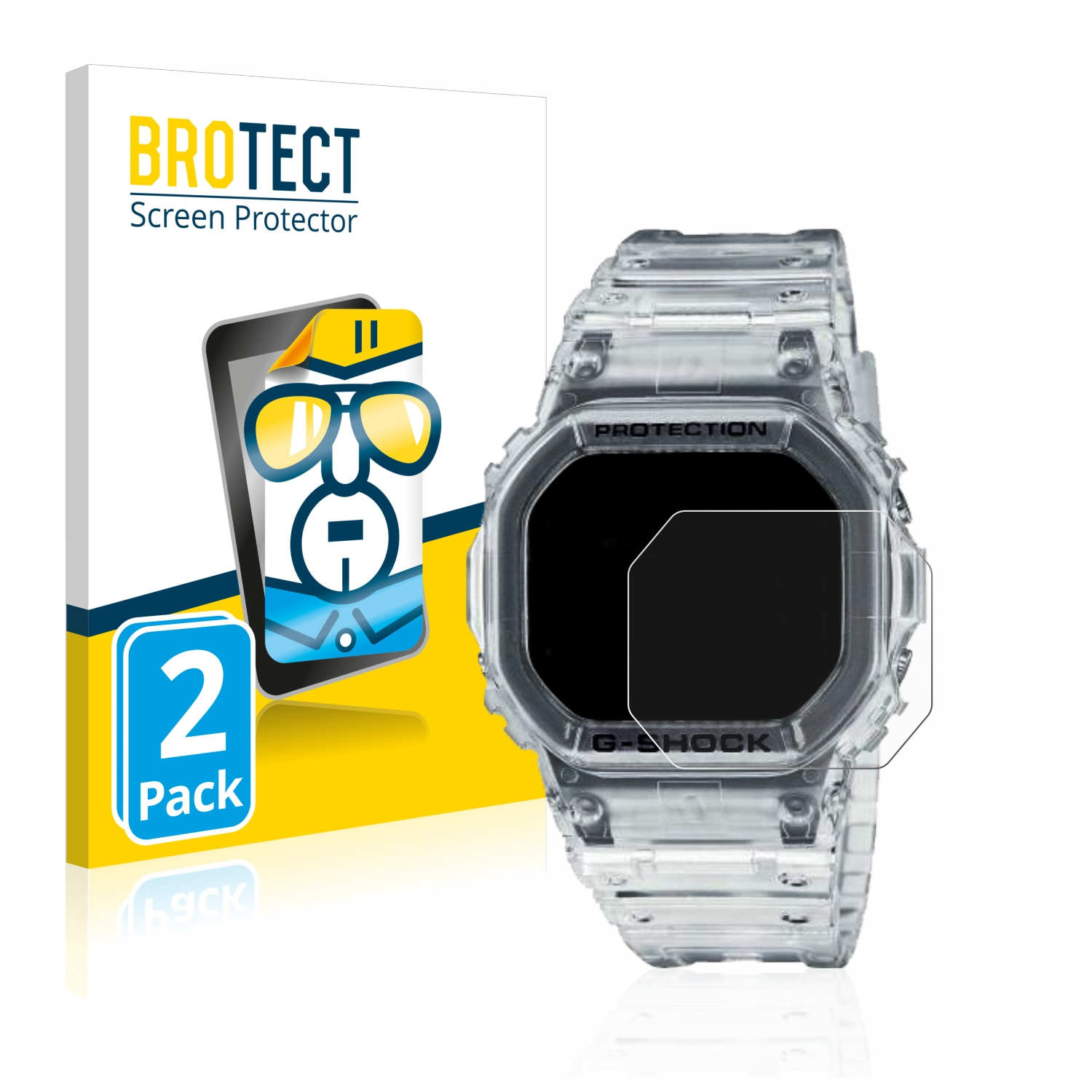 BROTECT 2x klare Schutzfolie(für Casio G-Shock DW-5600SKE-7)