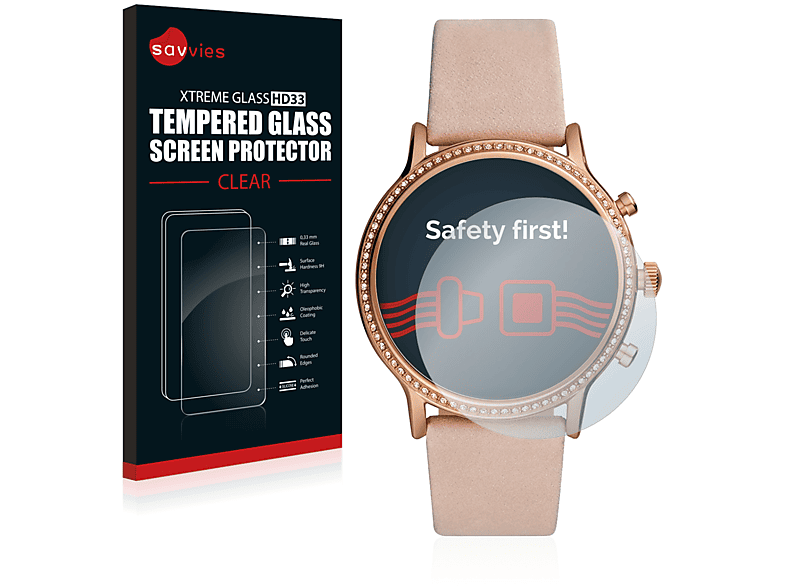 SAVVIES 9H klares Schutzglas(für Fossil Julianna (5.Gen)) | Smartwatch Schutzfolien & Gläser