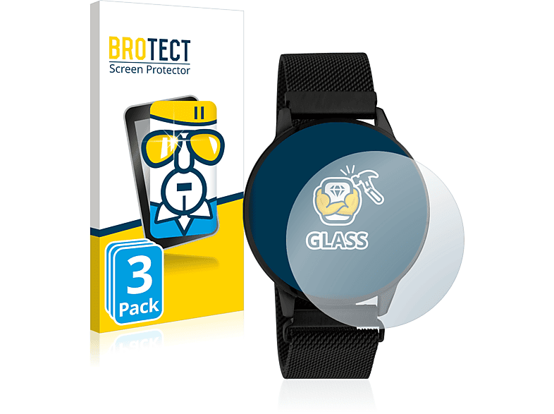 BROTECT 3x 9H klares Schutzglas(für Oozoo Q00119) | Smartwatch Schutzfolien & Gläser