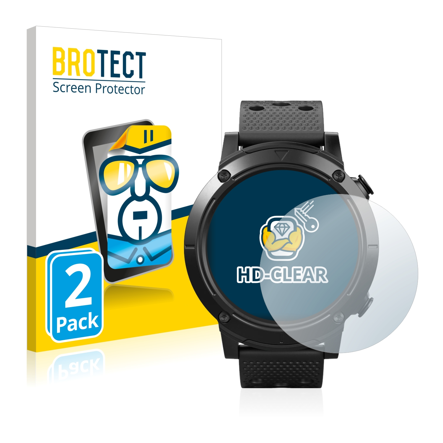 BROTECT 2x klare Schutzfolie(für Smartwatch SilverCrest Sport)