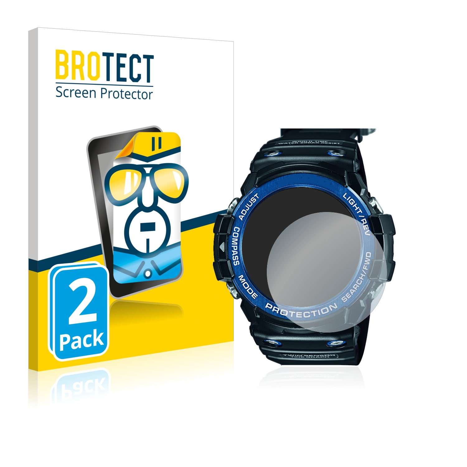 BROTECT 2x klare Schutzfolie(für GN-1000B) G-Shock Casio