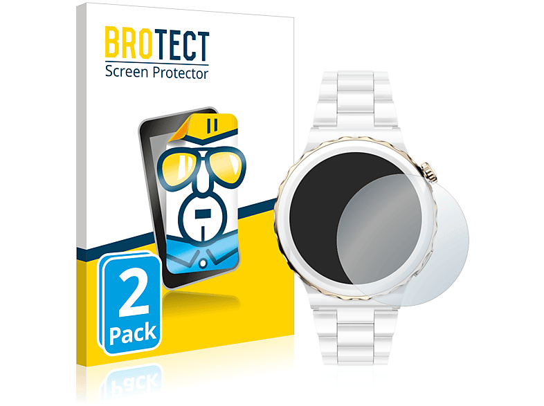 BROTECT 2x klare Schutzfolie(für Huawei 3 Ceramic Pro (43mm)) Watch GT