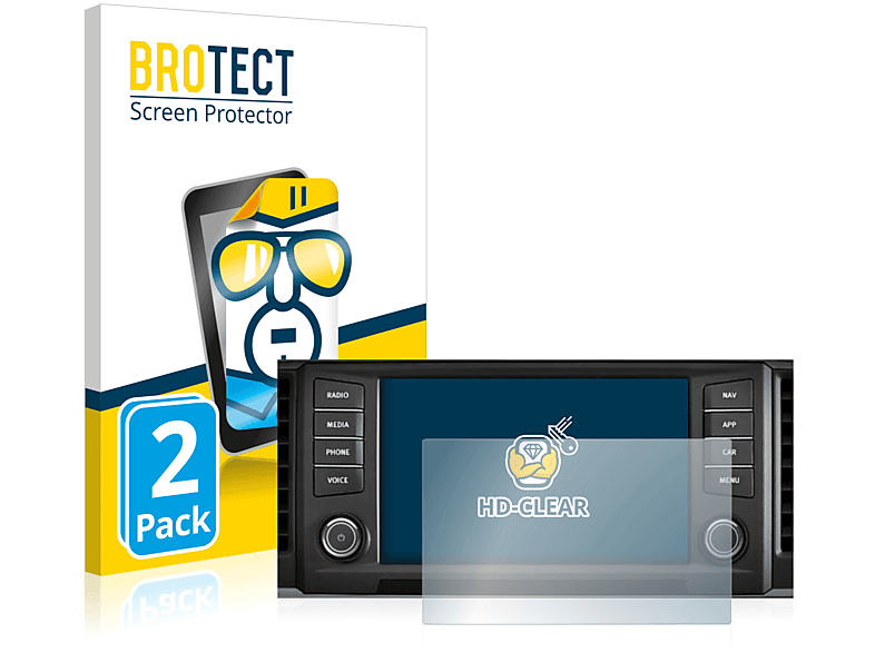 BROTECT 2x klare Schutzfolie(für Seat Ateca 2016 Media System Plus 8\