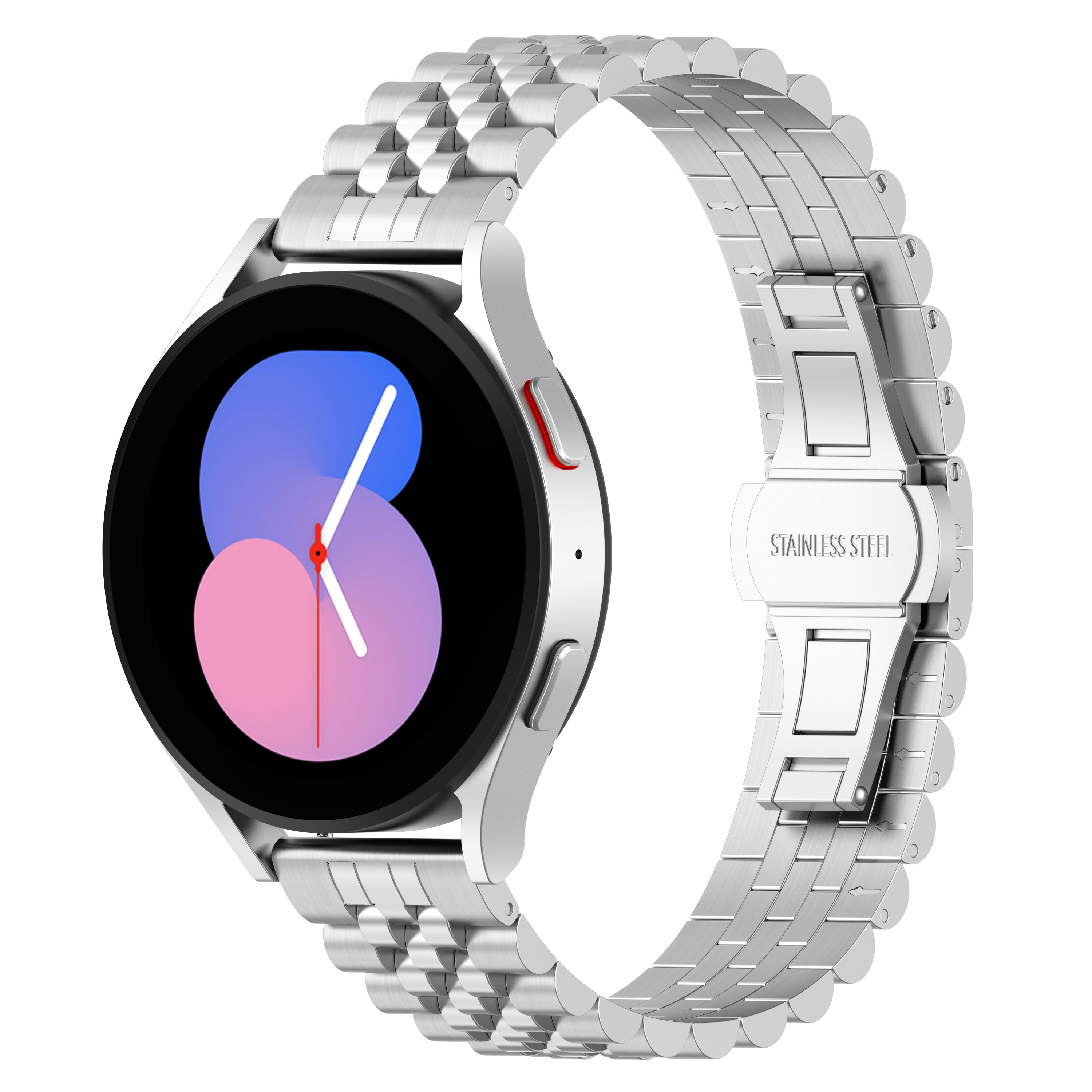 INF Verstellbares universelles 20-mm-Uhrenarmband mit fünfreihigen Perlen,  Ersatzarmband, Samsung, Galaxy Watch Watch pro, Silber