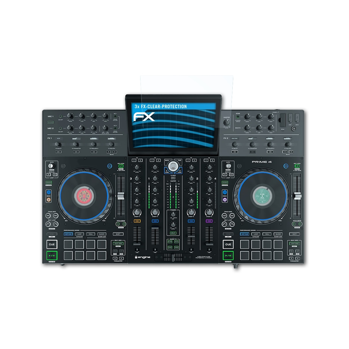 FX-Clear Prime Denon 4) 3x Displayschutz(für ATFOLIX DJ