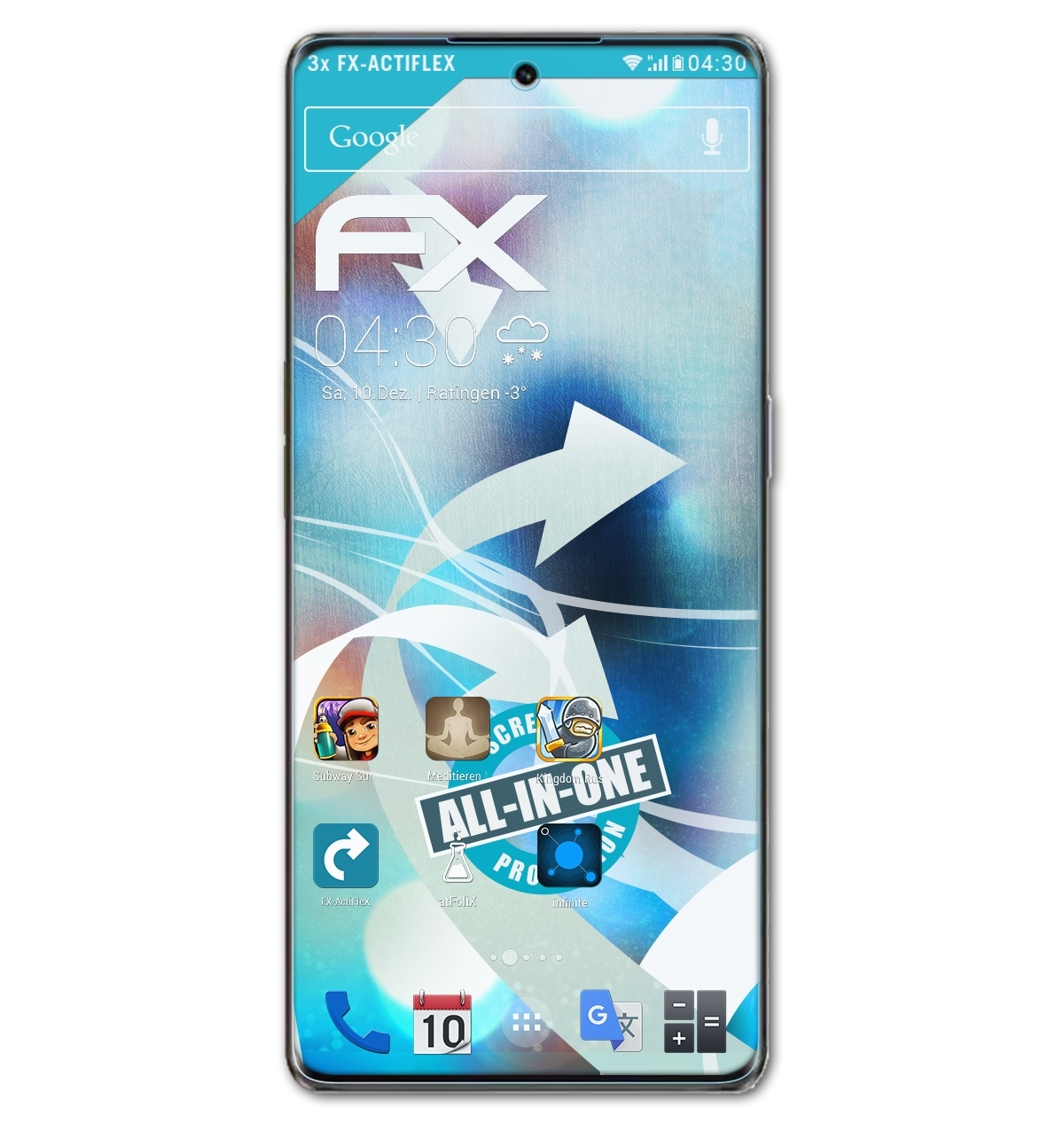 Reno Pro+) Displayschutz(für Oppo ATFOLIX 3x FX-ActiFleX 9