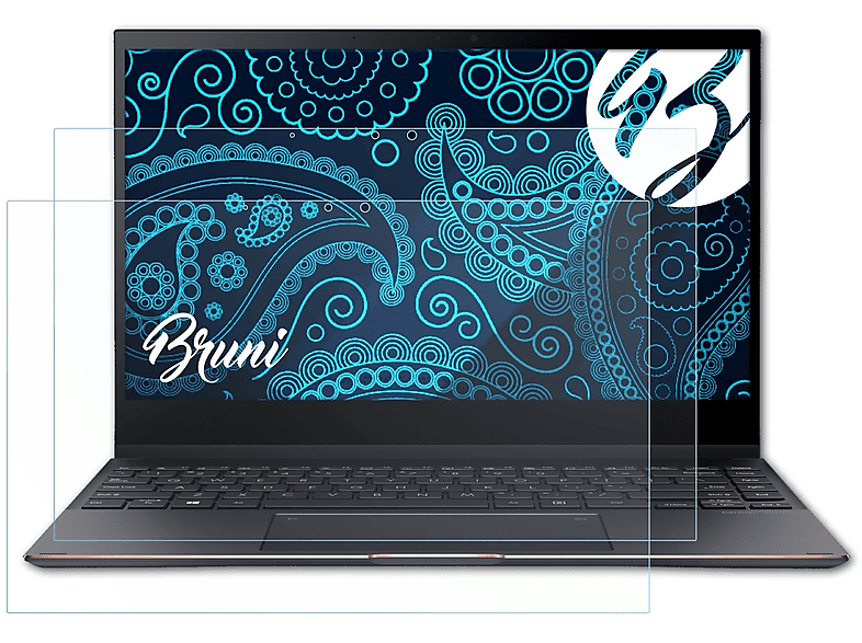 BRUNI 2x Basics-Clear Schutzfolie(für Asus ZenBook S13 (UX371)) Flip