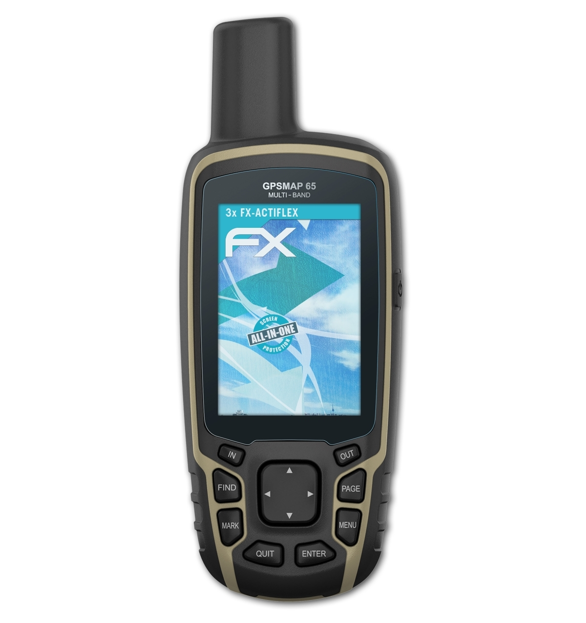 GPSMap 65) FX-ActiFleX Displayschutz(für ATFOLIX Garmin 3x