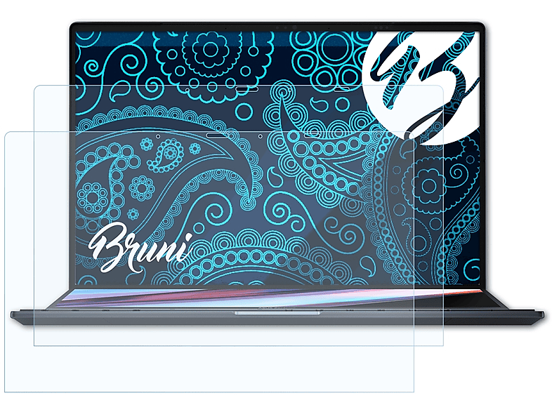 BRUNI 2x Basics-Clear Schutzfolie(für Asus Pro Duo) 14 Zenbook