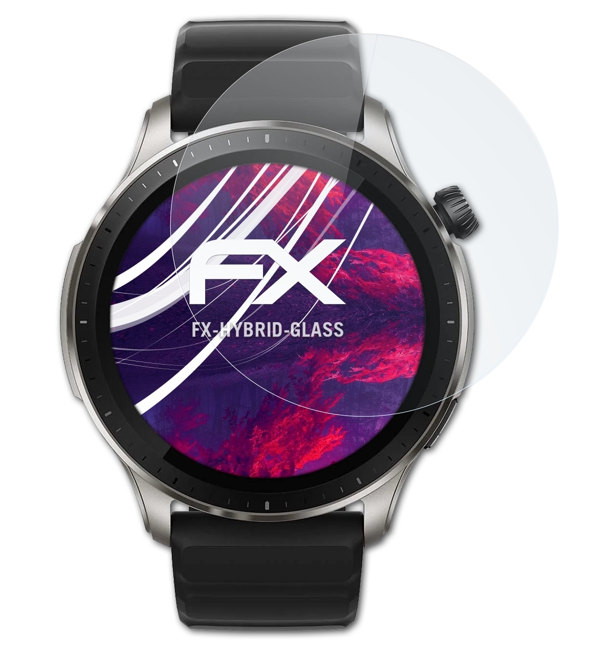 Schutzglas(für FX-Hybrid-Glass 4) Amazfit GTR ATFOLIX