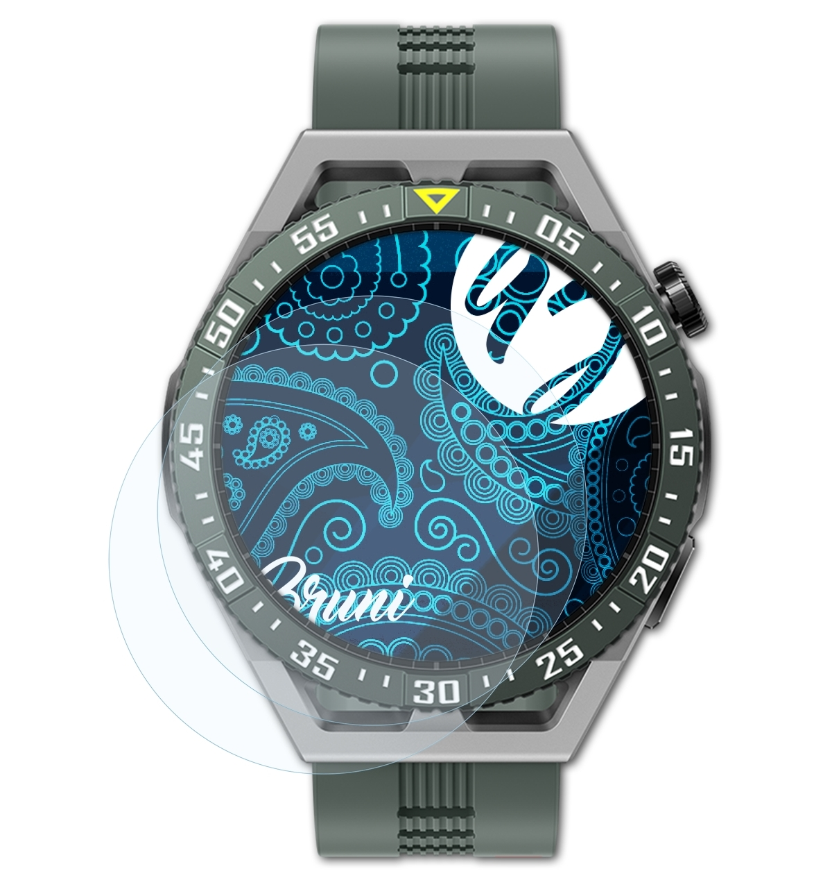 BRUNI 2x Basics-Clear Schutzfolie(für Huawei GT SE) Watch 3