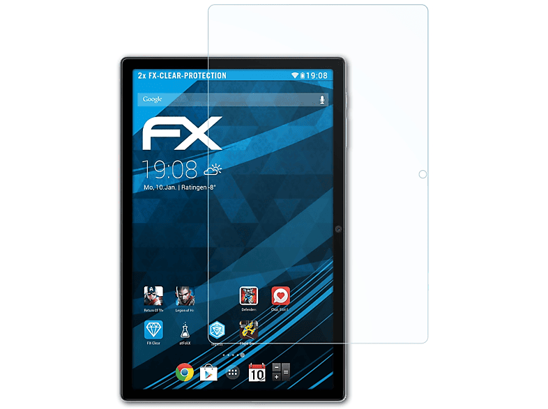 ATFOLIX 2x FX-Clear Displayschutz(für Blackview 15) Tab