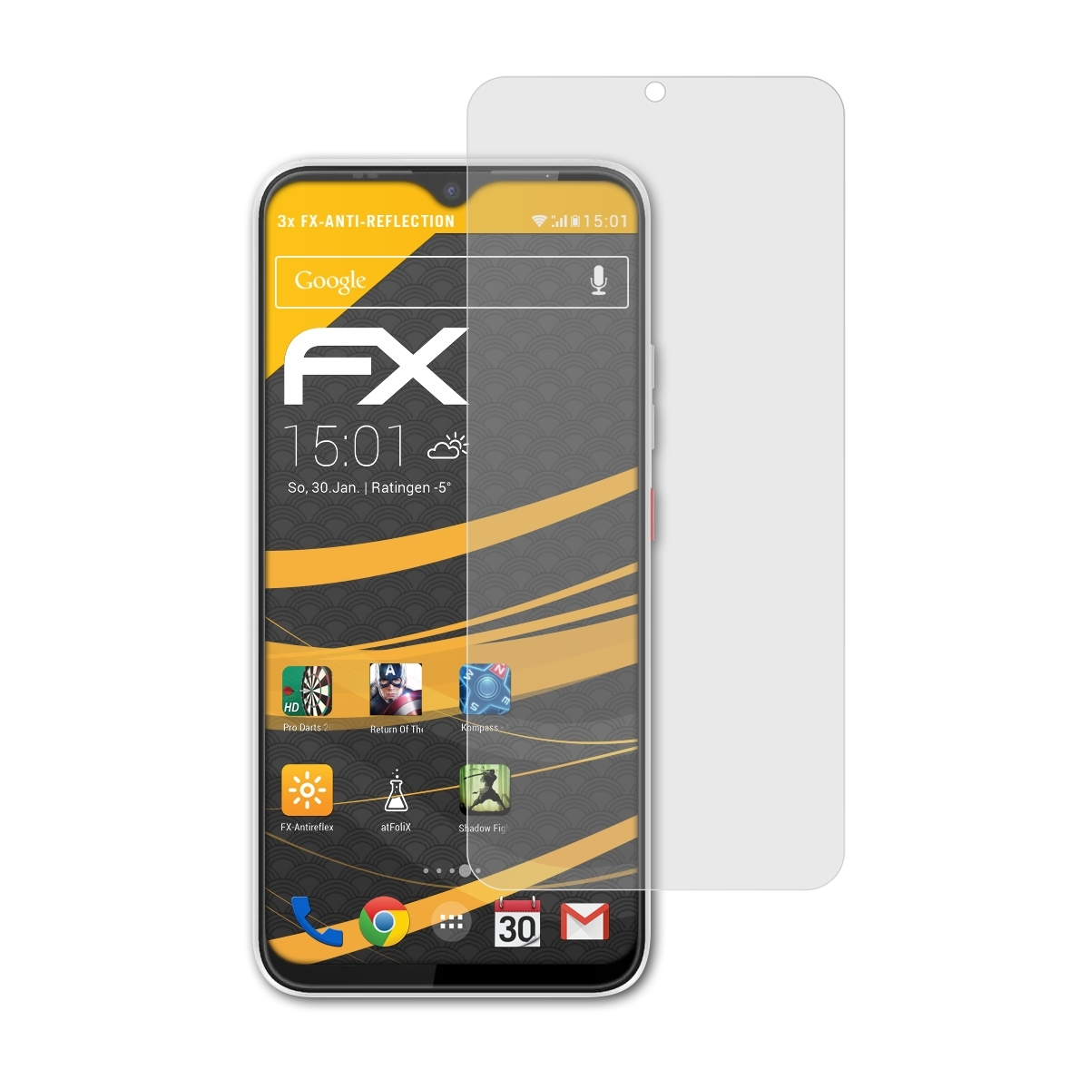 ATFOLIX FX-Antireflex Phone 3x 22) Displayschutz(für Volla