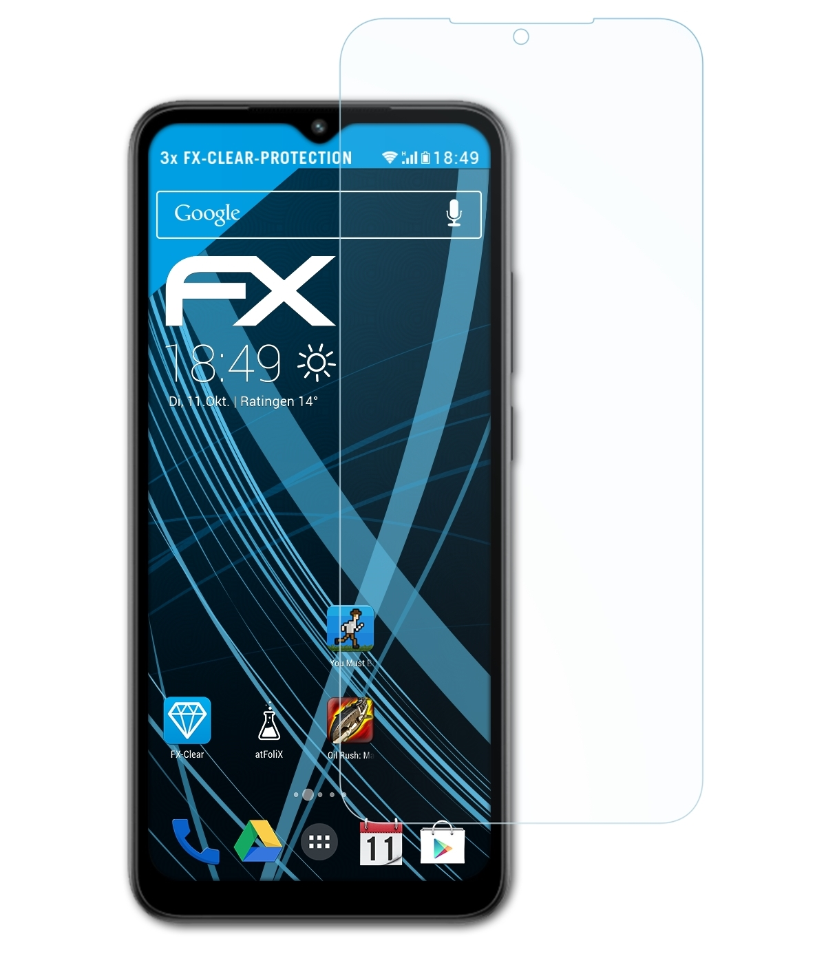 3x Redmi Xiaomi FX-Clear A1 Plus) Displayschutz(für ATFOLIX