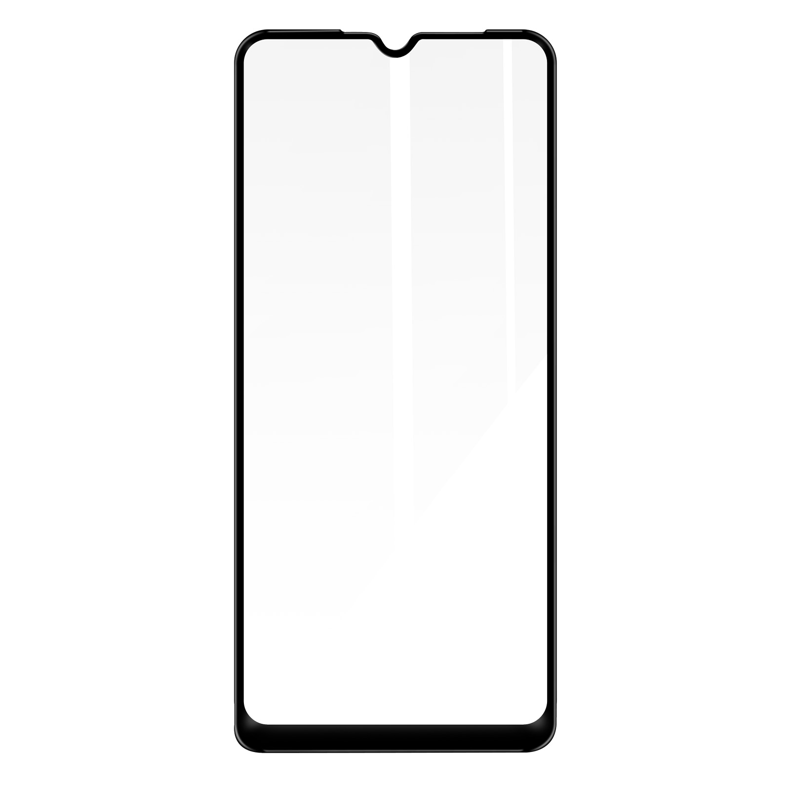 Un protecteur d'écran pour smartphone, clair et rectangulaire avec un cadre noir.