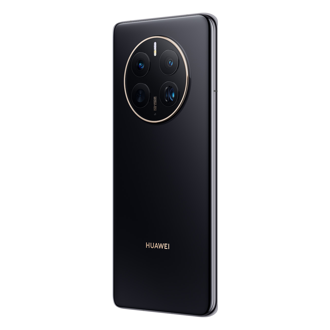 Schwarzes Smartphone mit mehreren Kameralinsen auf der Rückseite. 'HUAWEI'-Logo sichtbar.