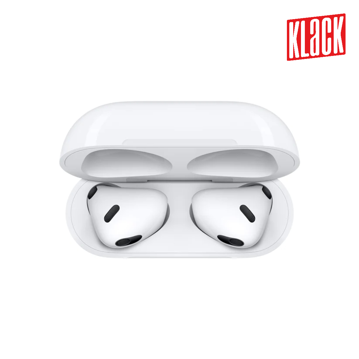 AirPods Pro blancos en estuche abierto. Los AirPods son blancos, y el estuche también.