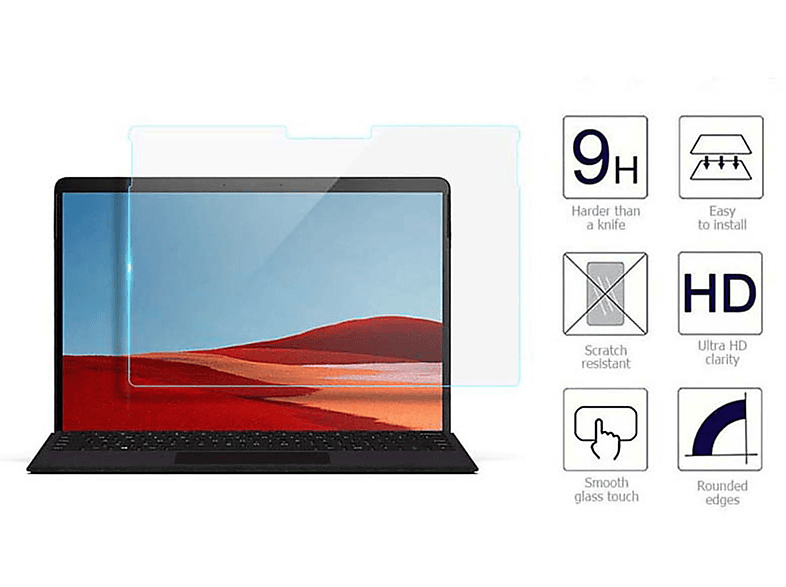 LOBWERK Glas Schutzglas(für Microsoft Surface Pro X 2019 13 Zoll) SATURN