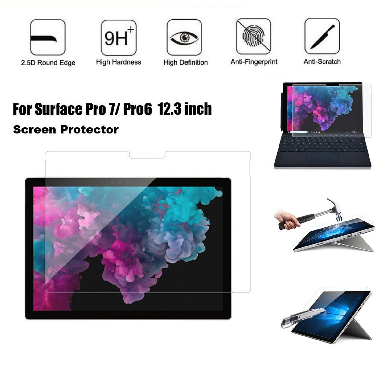 Rosso Microsoft Surface Pro 4/5/6/7 Screen Protector Ultra Clear Duo Pack