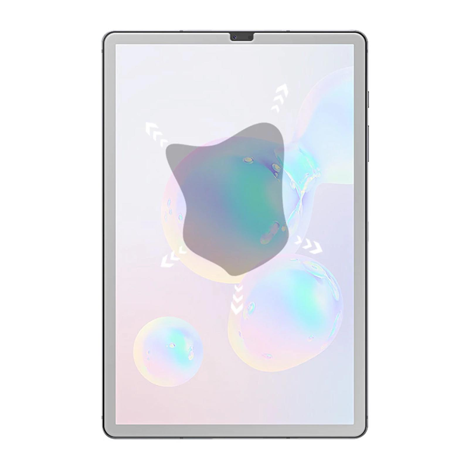 Tablet mit verschwommenem, farbenfrohem Hintergrund, weißer Hintergrund.