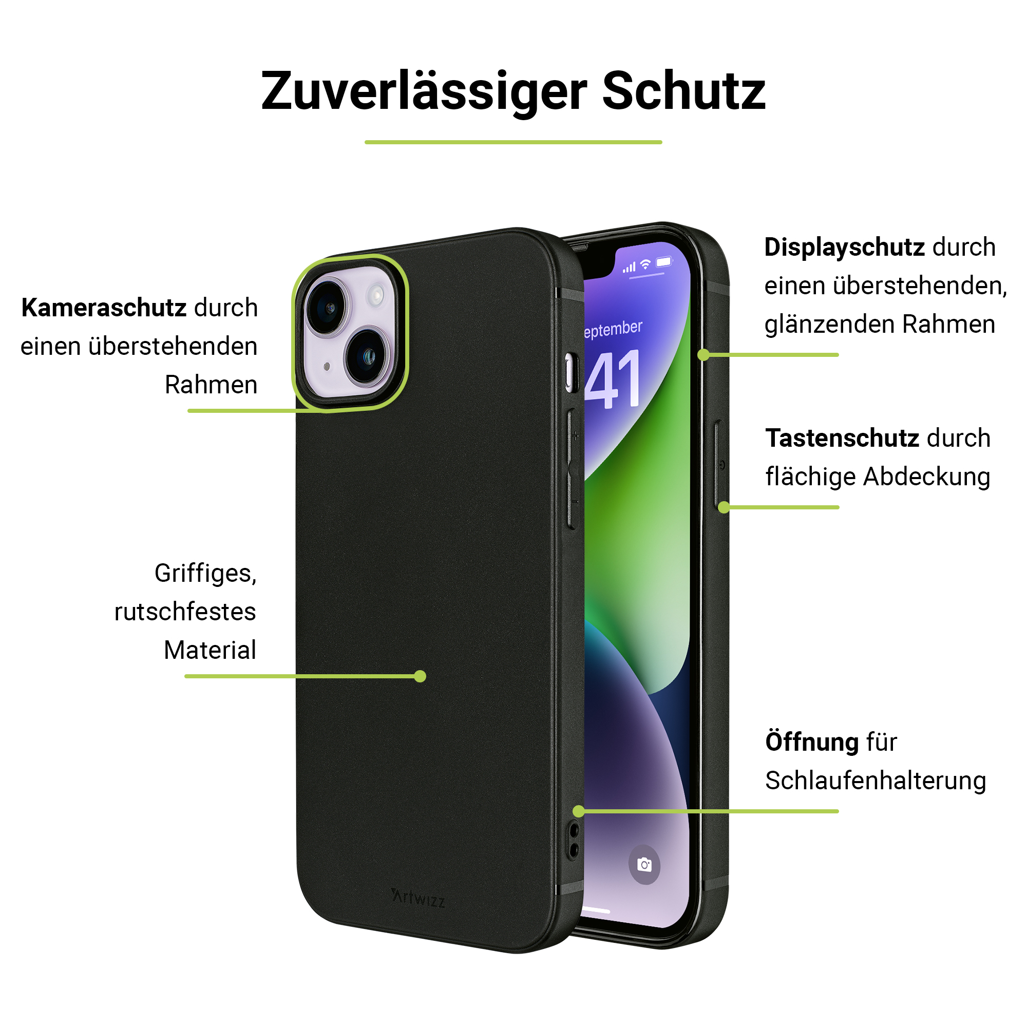 Case, Backcover, Schwarz TPU 14 Plus, iPhone Apple, ARTWIZZ