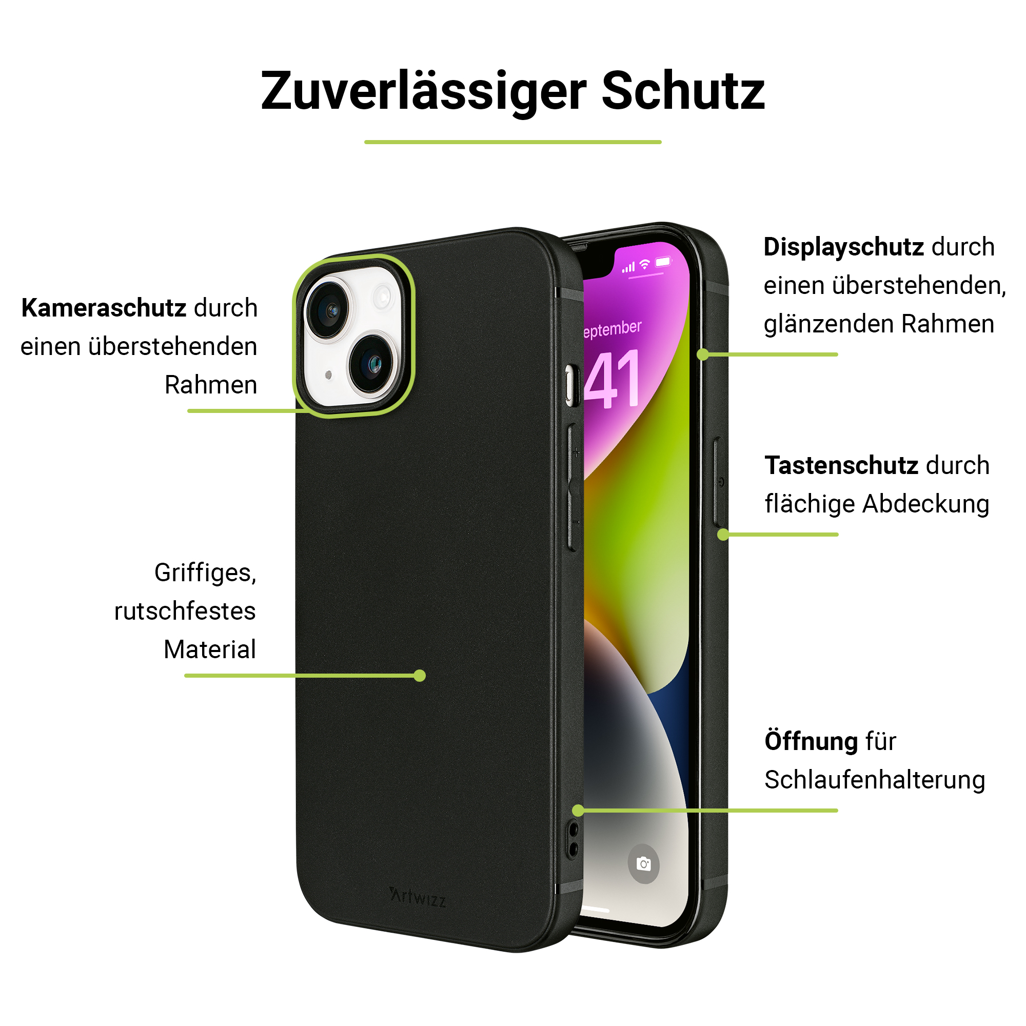 Apple, ARTWIZZ 15, Backcover, TPU Case, Schwarz iPhone