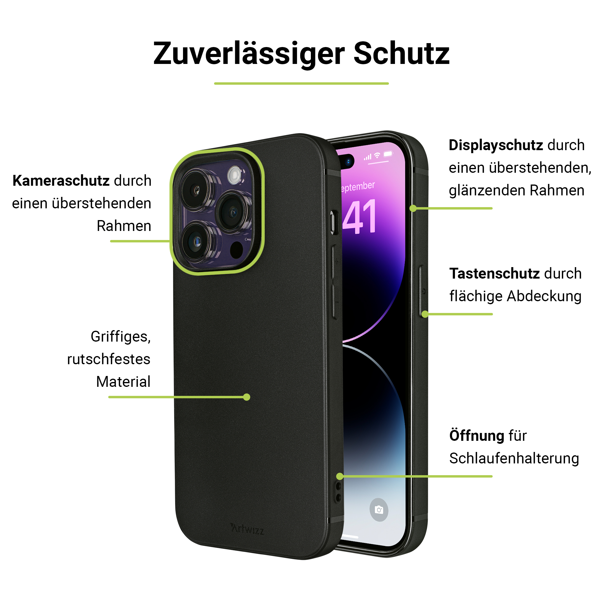 ARTWIZZ Backcover, TPU Schwarz Pro, iPhone 14 Case, Apple,