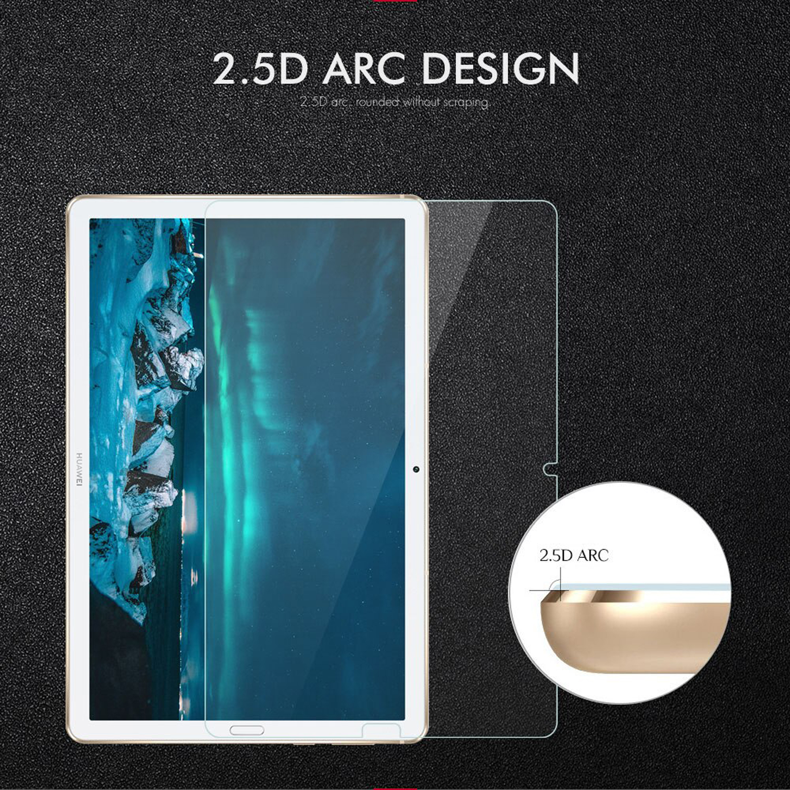 Uno schermo di tablet con una protezione per lo schermo. Lo schermo mostra un'immagine del cielo notturno.
