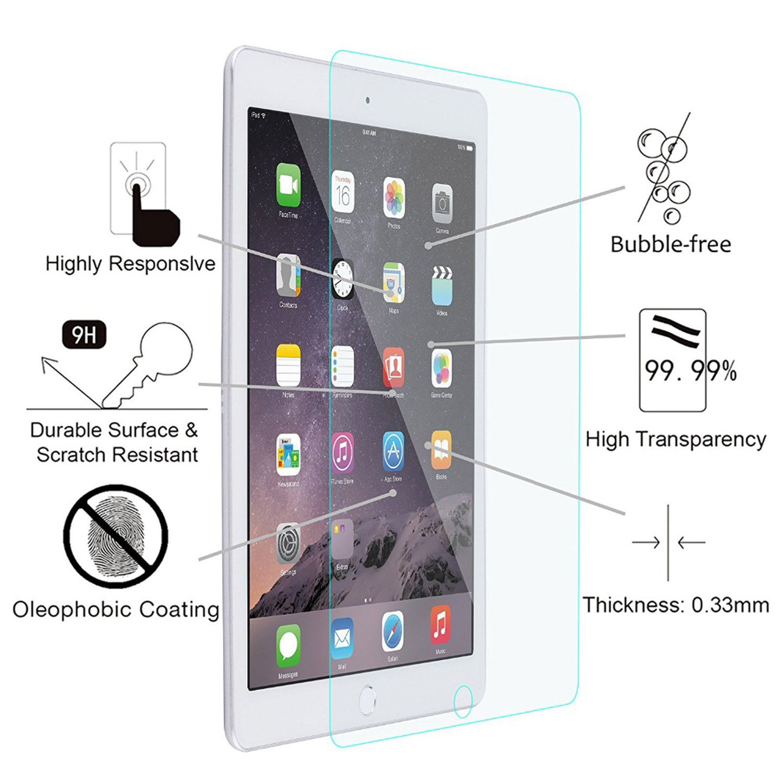 Schutzglas(für 2019 Apple 2x 2017 iPad Glas Zoll) Pro Air iPad LOBWERK 3 10.5