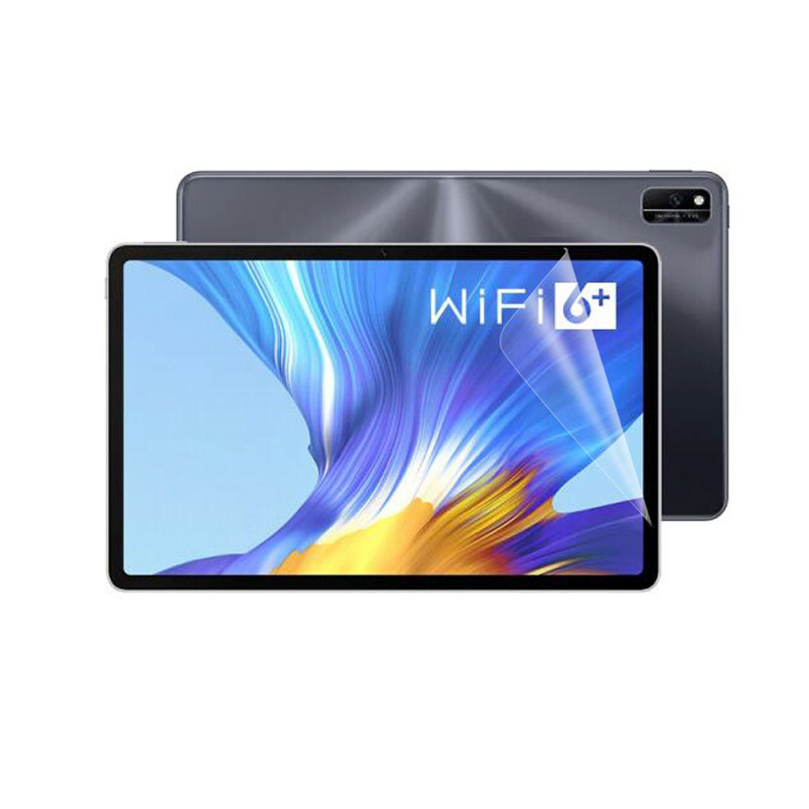 Ein Tablet mit aufgebrachter Displayschutzfolie und ein weiteres Tablet dahinter.