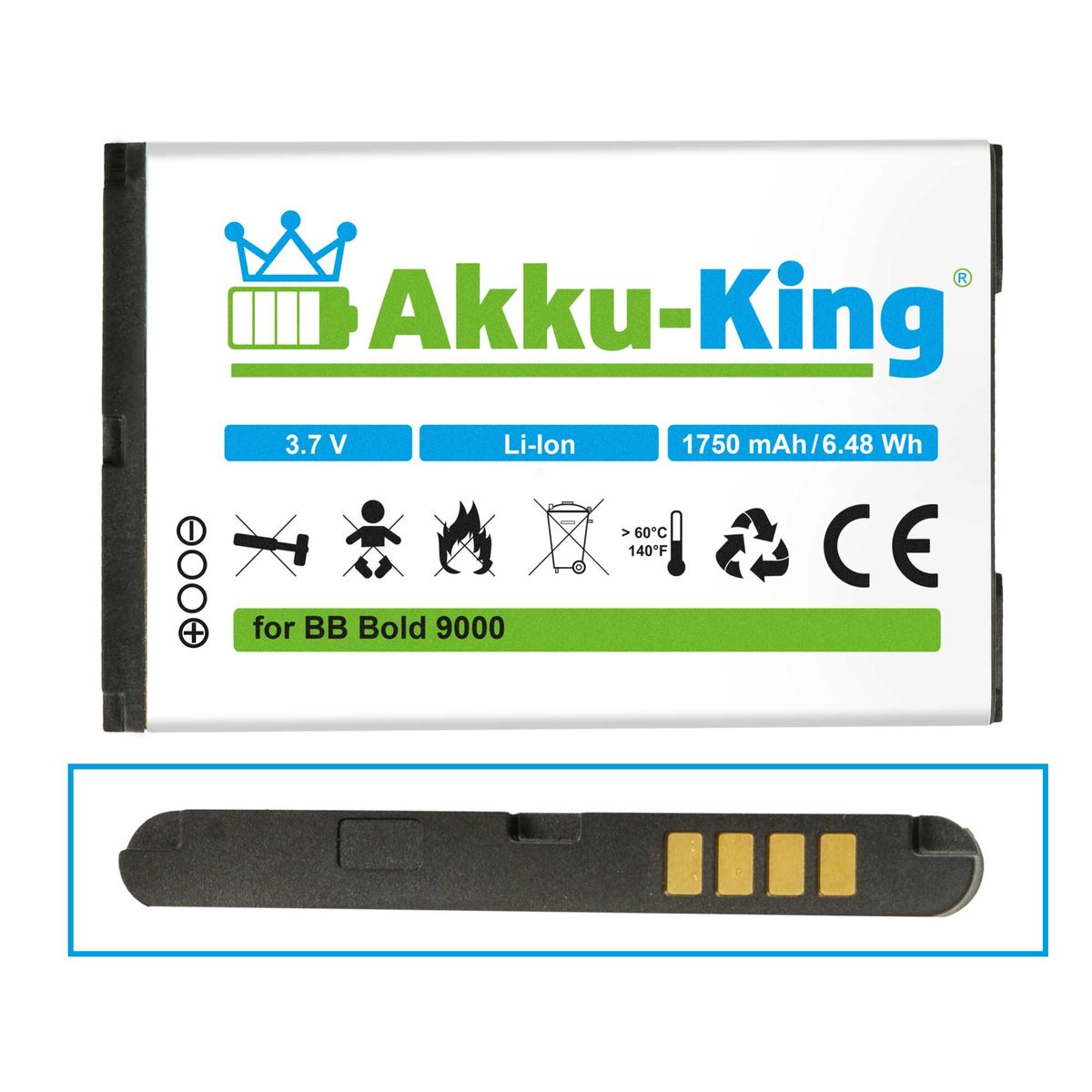 AKKU-KING Akku für Blackberry M-S1 Li-Ion Handy-Akku, Volt, 1700mAh 3.7
