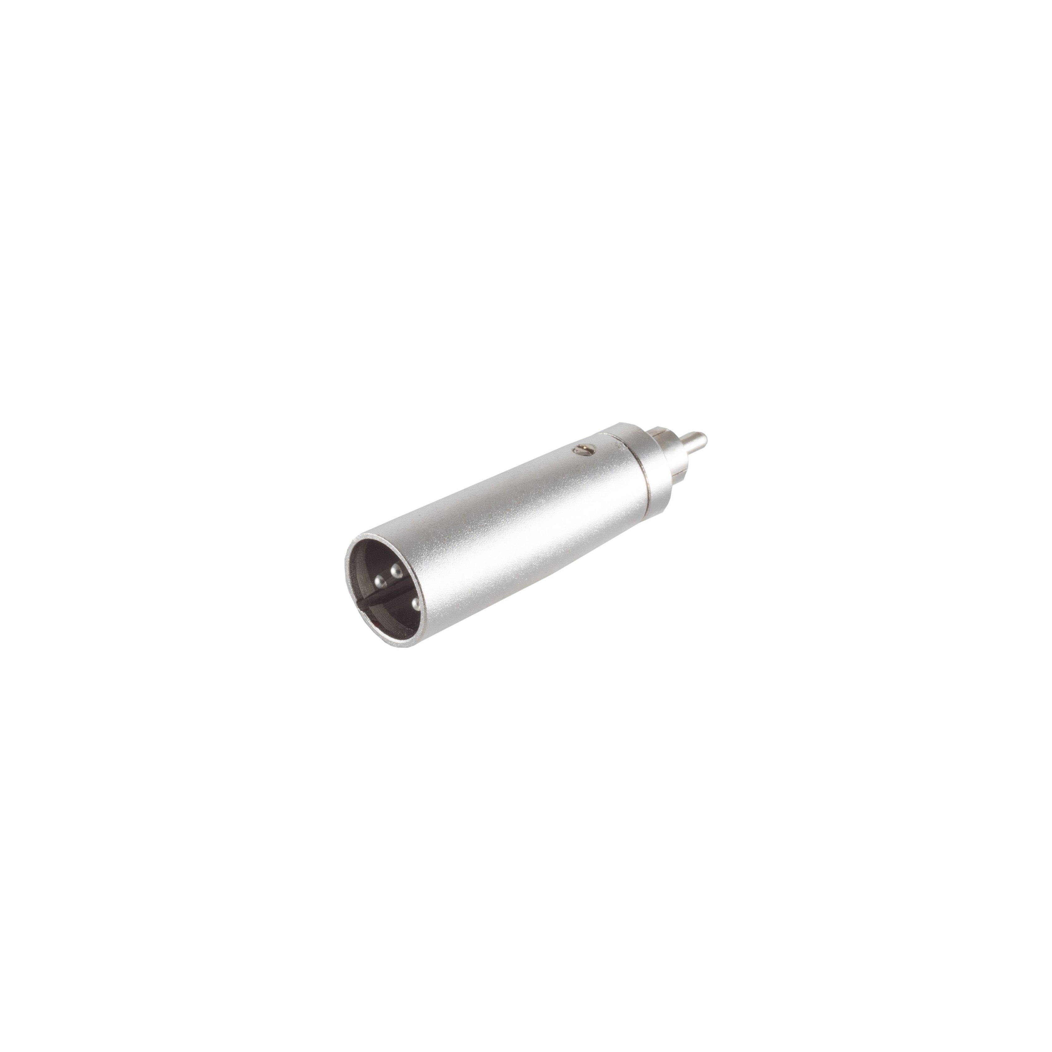 Silberner XLR-Stecker isoliert auf Weiß.